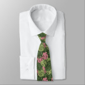 Cravate étonnante avec Feuilles tropicaux en vert  (Attaché)
