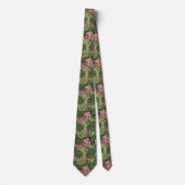 Cravate étonnante avec Feuilles tropicaux en vert  (Devant)