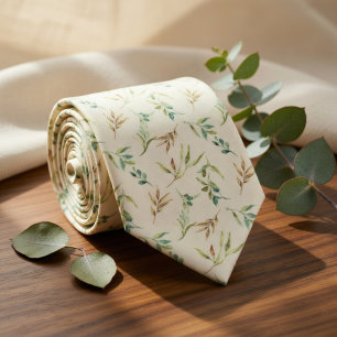 Cravate Eucalyptus à l'aquarelle douce