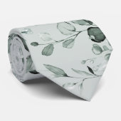 Cravate Eucalyptus Argent Vert Mariage Sage Vert (Roulé)