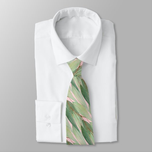 CRAVATE EUCALYPTUS BOTANIQUE PASTEL VERT SAGE (Attaché)