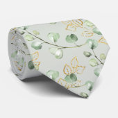 Cravate Eucalyptus d'or vert Élégant Mariage d'argent (Roulé)
