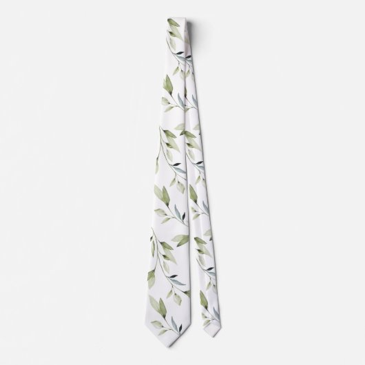 Cravate Eucalyptus Feuille de verdure Élégance Mariage bla (Devant)