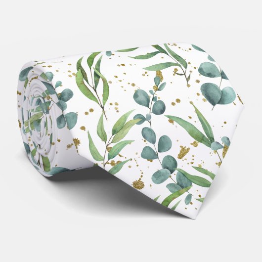 Cravate Eucalyptus Greenery Elegant Watercolor Pattern (Roulé)