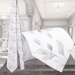 Cravate Eucalyptus Gris Doux Sur Mariage Blanc Pur