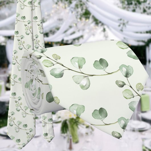 Cravate Eucalyptus Verdure Vine Sage Vert Mariage