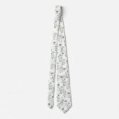 Cravate Eucalyptus vert et Mariage d'écriture argent fanta (Dos)