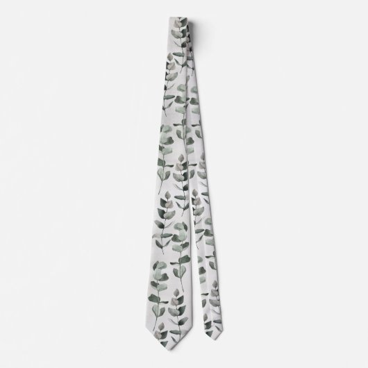 Cravate Eucalyptus Vert Et Mariage Feuille (Devant)