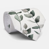 Cravate Eucalyptus Vert Et Mariage Feuille (Roulé)