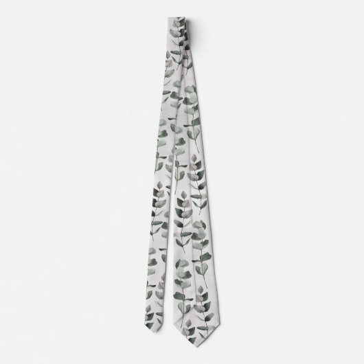 Cravate Eucalyptus Vert Et Mariage Feuille (Dos)