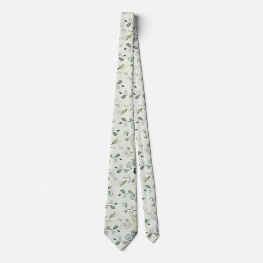 Cravate Eucalyptus Vert Mariage Argent Sage Vert (Devant)