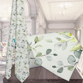 Cravate Eucalyptus Vert Mariage Argent Sage Vert