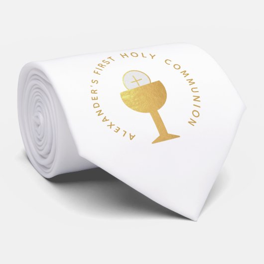 Cravate Eucharistie de la première communion blanche Faux  (Roulé)
