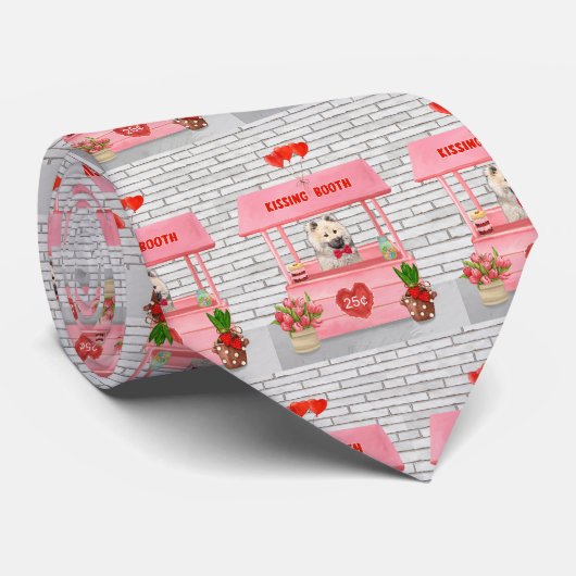 Cravate Eurasier Chien Valentine's Day Kissing Booth (Roulé)