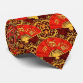 Cravate Éventail oriental avec motif doré (Roulé)