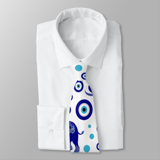 Cravate Evil Eye Elephant Bonne chance amulet motif (Attaché)