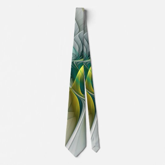 Cravate Évolution fractale, Art Abstrait Turquoise d'or (Devant)