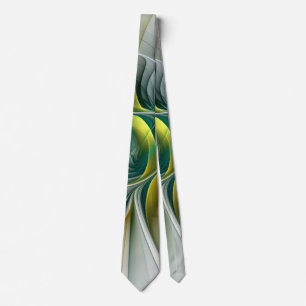 Cravate Évolution fractale, Art Abstrait Turquoise d'or
