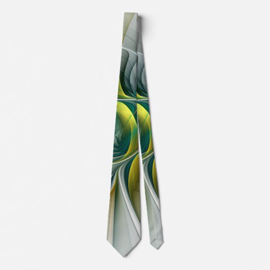 Cravate Évolution fractale, Art Abstrait Turquoise d'or (Devant)