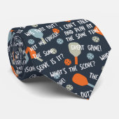 Cravate Excuses amusantes de Pickleball Bleu Orange (Roulé)