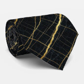 Cravate Executive Luxe | Marbre Noir et Or (Roulé)