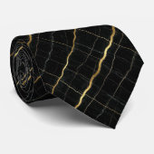 Cravate Executive Luxe | Marbre Noir & Or (Roulé)