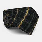 Cravate Executive Luxe | Marbre Noir & Or (Roulé)