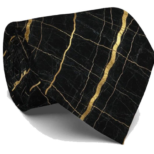 Cravate Executive Luxe | Marbre Noir & Or