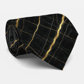 Cravate Executive Luxe | Marbre Noir & Or (Roulé)