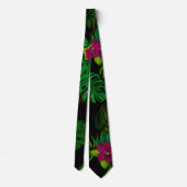 Cravate Exotic jungle night orchids pattern (Dos)
