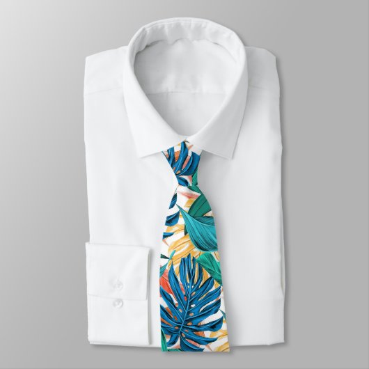 Cravate Exotique Tropical Feuille - été (Attaché)