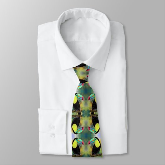 Cravate Exotique Tropical Toco Toucan Bird - Peinture Art (Attaché)