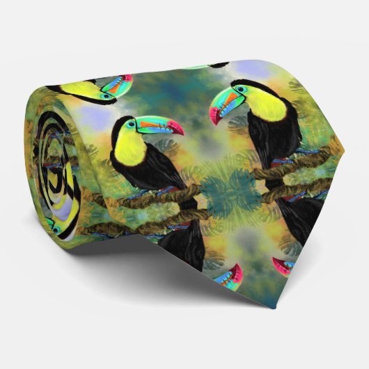 Cravate Exotique Tropical Toco Toucan Bird - Peinture Art (Roulé)