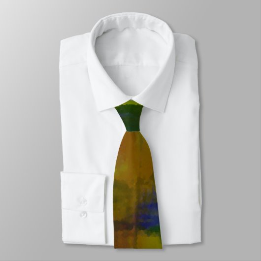 Cravate Expressionniste Abstrait moderne Jaune Vert Bleu (Attaché)