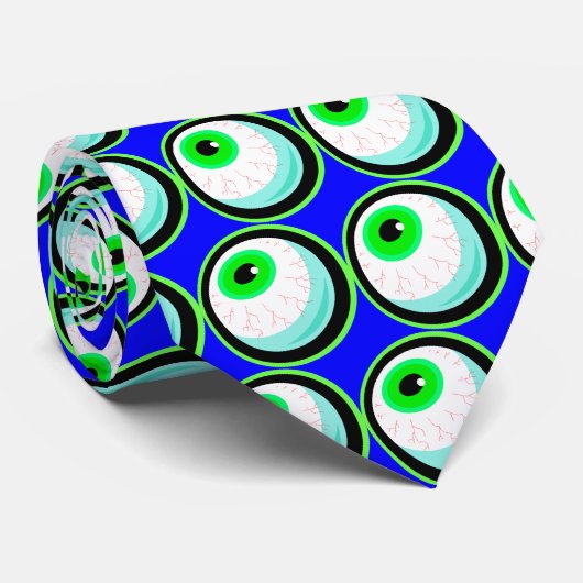 Cravate Eyeball Funny Monster Vert (Roulé)