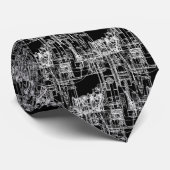 CRAVATE FAB DESSIN MÉCANIQUE BLUEPRINT NOIR BLANC (Roulé)