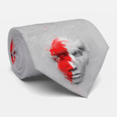 Cravate Face blanche rouge (Roulé)