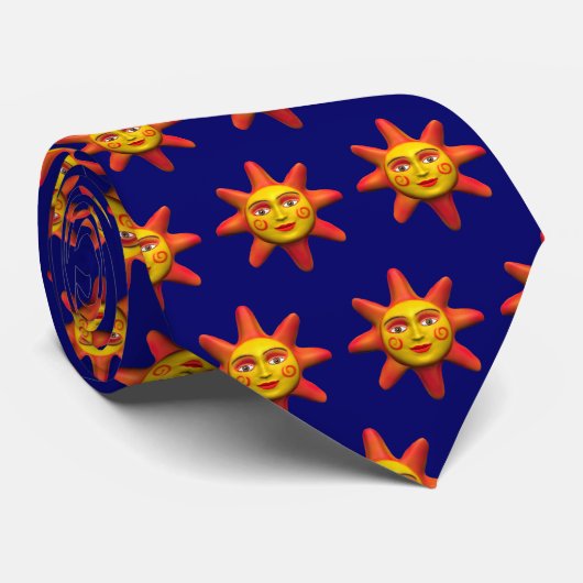 Cravate Face du soleil - Bleu (Roulé)