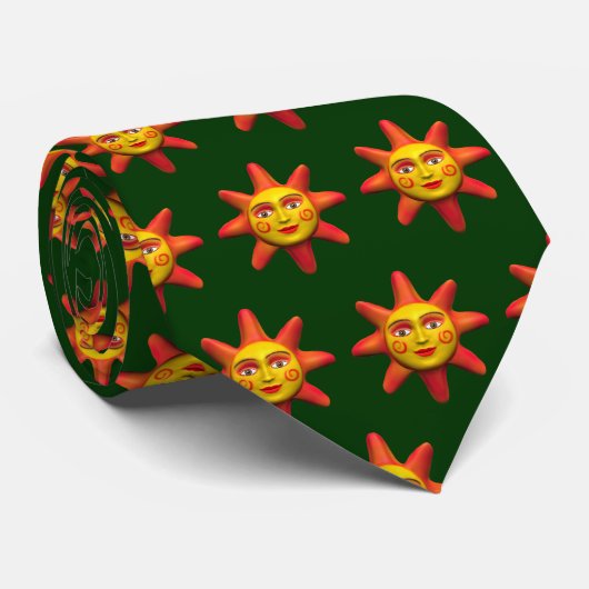 Cravate Face Soleil - Vert (Roulé)