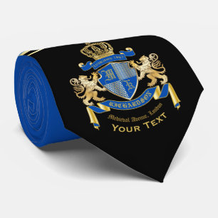 Cravate Faites votre propre blason Bleu or Lion Emblem