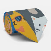 CRAVATE FAMILLE DE CHATS (Roulé)