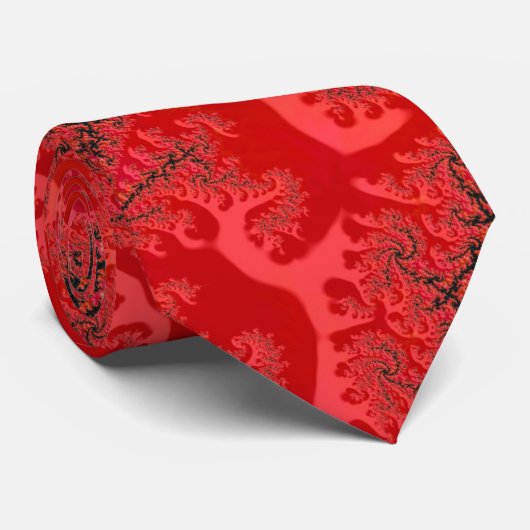 Cravate Fancy Rouge et noir Filigree Fractal Abstrait (Roulé)