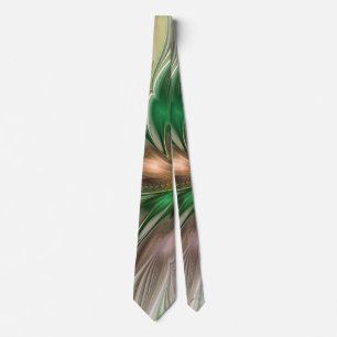 Cravate Fantaisie Abstraite Moderne Fleur Fractale Colorée