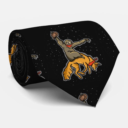Cravate Fantastique Sloth Riding A Fox (Roulé)