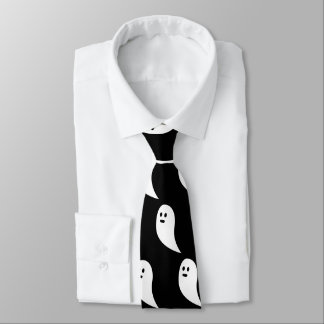 Cravate Fantôme Halloween noir blanc mignon motif