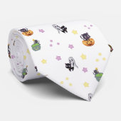 Cravate Fantômes d'Halloween et chats aux étoiles (Roulé)