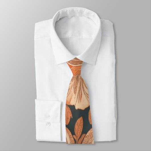 Cravate Far hawaïen rétro motif Été orange (Attaché)