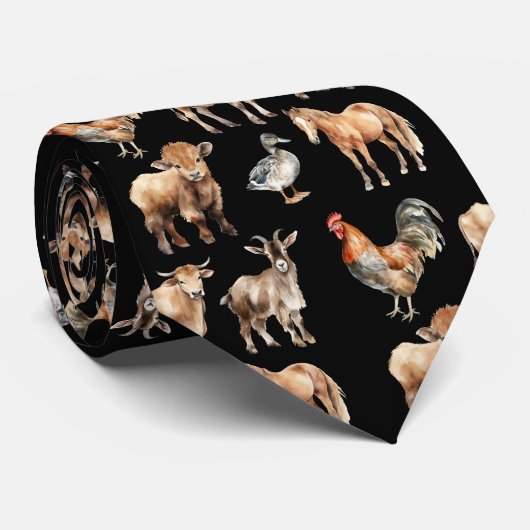 Cravate Farm Animals Pattern Neck Tie (Roulé)