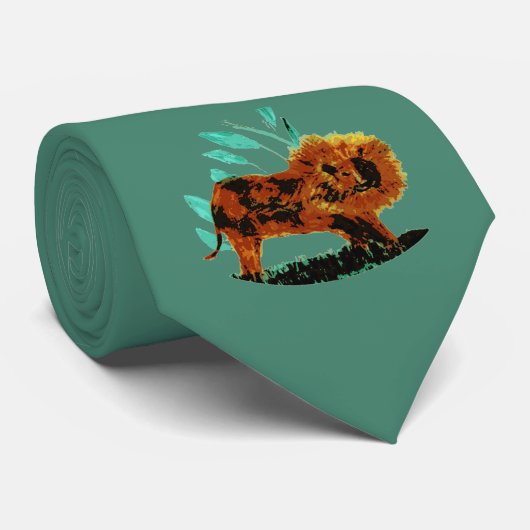 Cravate Faune Jungle Big Cat Art Lion (Roulé)