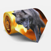 Cravate faunique Grey Wolf & Forest Flames (Roulé)